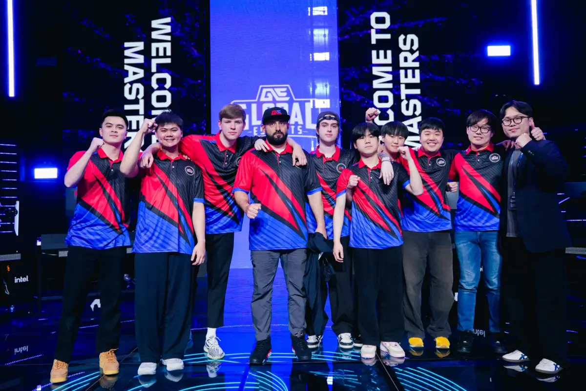 The Global Esports team and staff on stage at VALORANT Masters London
